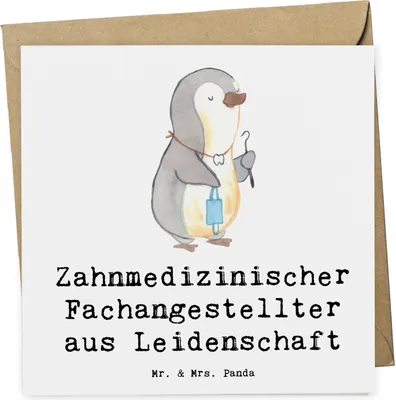 Produktbild von Mr. & Mrs. Panda Glückwunschkarte Zahnmedizinischer Fachangestellter Leidenschaft - Weiß - Geschenk, Klappkarte, anlasskarte, faltkarte, Grußkarte, doppelkarte