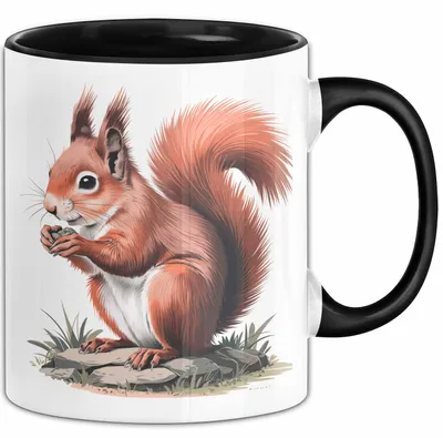 Produktbild von Eichhörnchen Tierliebhaber Tasse Geschenk Lustige Geschenkidee Spruch (Schwarz)