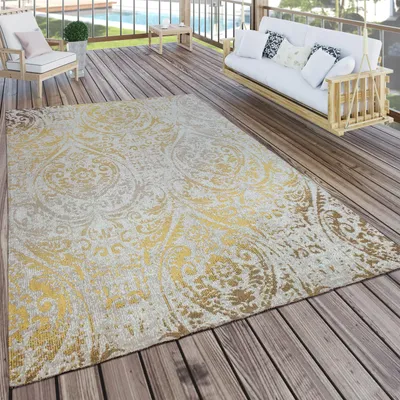 Immagine prodotto di Tappeto da interno e da esterno Tappeto da patio moderno in stile shabby chic giallo Dimensioni 160x220 cm