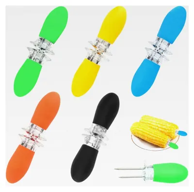 Produktbild von 10 Stück Maiskolbenhalter aus Edelstahl mit Silikongriff für BBQ und Grillen