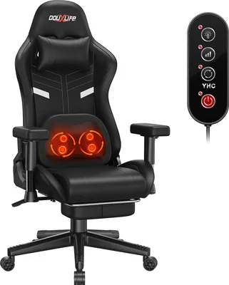 Produktbild von Douxlife® GC-RC03 Gaming-Stuhl Bürostühle Massage Ergonomisches mit Rückenlehne, Schwarz