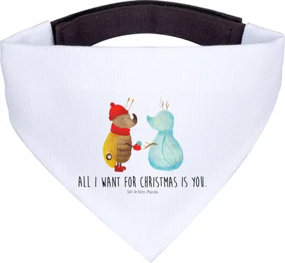 Produktbild von Mr. & Mrs. Panda Tuch Nachtfalter Schneemann - Weiß - Geschenk, Halstuch Hund, Weihnachten, Für Hunde, Winter, Weihnachtsgruß, Hundehalstuch, Schnee