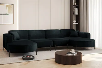 Produktbild von Wohnlandschaft U-Form Sofa VALENCIA XL in Stoff Scala Schwarz