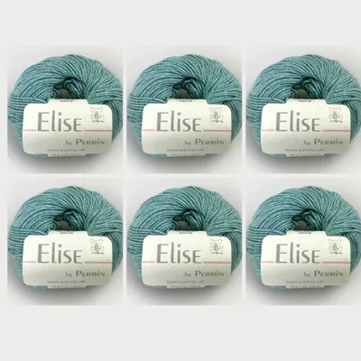 Imagen del producto de 6 ovillos de Elise de Permin: hilo de algodón y cachemira de lujo (25g/115m) (13 ovillos en total)