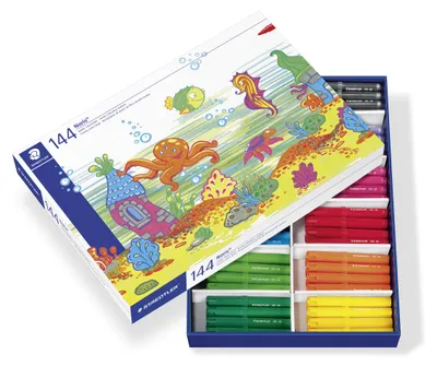 Produktbild von STAEDTLER 340 Jumbo Fasermaler Klassensatz mit 144 Stiften in 12 Farben