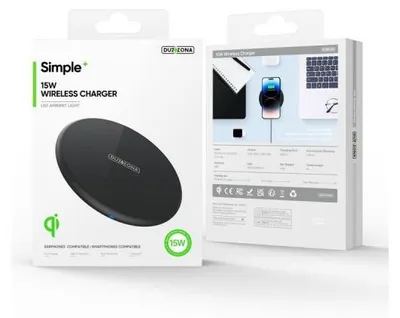 Immagine prodotto di Caricabatteria Wireless Induttivo Hoco CW62 15W Con Cavo USB-C E Display LED Nero