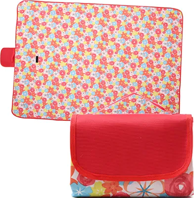 Image de Couverture de pique-nique ASKSA Couverture de plage imperméable Tapis de pique-nique lavable léger avec poignée pour la randonnée, les voyages et le camping en plein air,Saflor,Taille:145x150cm