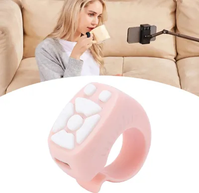 Obrázek produktu pro Dálkový ovladač na prst, bezdrátový Bluetooth video ovladač, 7 tlačítek pro posouvání Tiktok, růžový