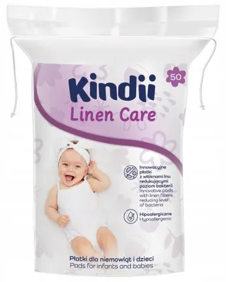 Produktbild von Kindii Linen Care Wattepads für Baby & Kind, 50 Stück