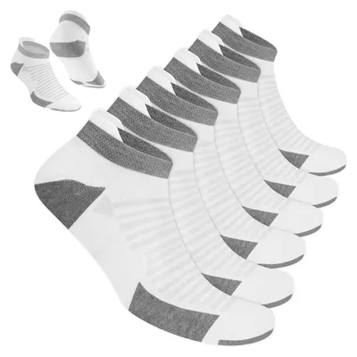 Productafbeelding van Heren sportkousen, geschikt voor hardlopen, met padding, ademend, katoen, 6-pack, maat 35-38, enkelhoog, wit