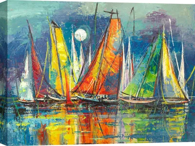 Produktbild von Leinwandbild mit Segelbooten - Luigi Florio, Nachtregatta - 80x60 cm