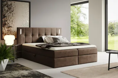 Produktbild von Boxspringbett Schlafzimmerbett MARTIM 200x200cm in Stoff Fresh Braun