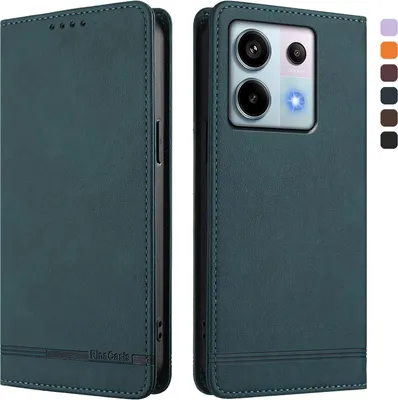 Produktbild von Hülle für Xiaomi Redmi Note 13 Pro 5G, Retro Kunstleder Ständer Klapphülle mit Kartenfächer und Magnetische Grün