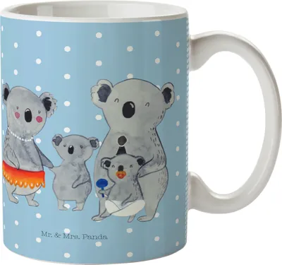 Produktbild von Mr. & Mrs. Panda Kindertasse Koala Familie - Blau Pastell - Geschenk, Kunststoffbecher, Muttertag, Campingbecher, Mama, Kinder, Haferl, Plastikbecher, Mehrwegbecher, Pott
