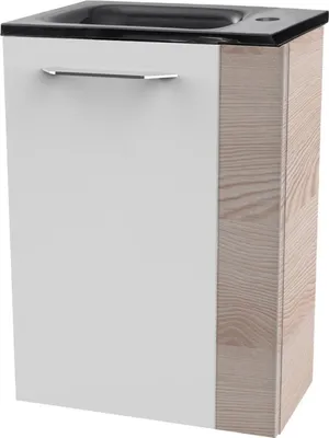 Produktbild von Fackelmann SBC B. CLEVER Gäste WC Set 2-teilig 45 cm, Braun hell/Weiß, links, Glas anthrazit