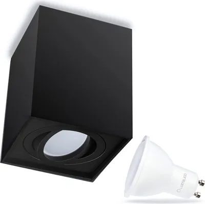 Produktbild von LUMILED Aufbauspot Aufbaustrahler Aufbauleuchte Aufputz Deckenlampe Spot schwenkbar eckig schwarz Downlight + LED GU10 6 W 230V Neutralweiß 4000K