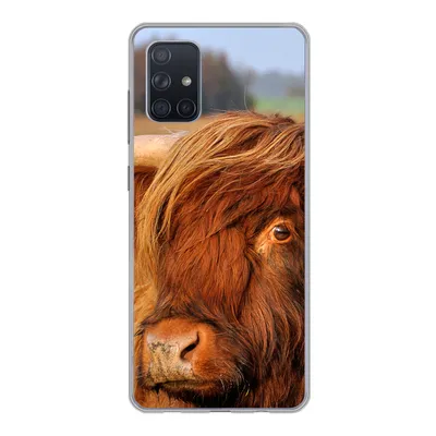 Produktbild von MuchoWow® Handyhülle Schutzhülle Hülle für Samsung Galaxy A51 Schottischer Highlander - Gras - Baum Silikon Softcase Handy Hülle - Schutzabdeckung