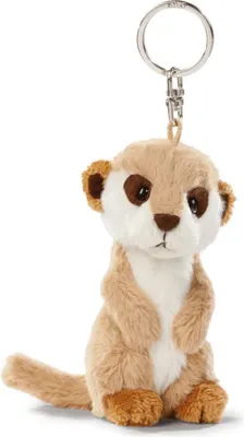 A plush meerkat keychain is shown against a white background.