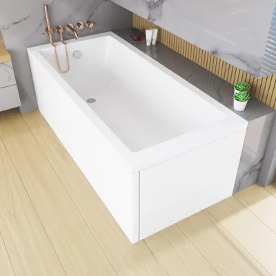 Image de ECOLAM Baignoire rectangulaire Tami 190x90 cm + tablier | vidage et trop-plein automatique | pieds et silicone