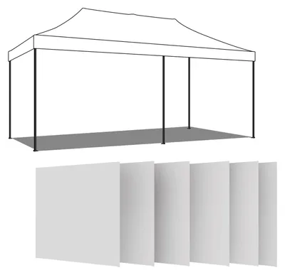 Image de Lot de 6 toiles latérales pour gazebo 3X6M avec velcro