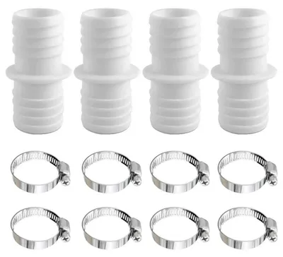 Productafbeelding van Poolslangaansluitstuk, 32 mm naar 32 mm, 4 stuks, met 8 roestvrijstalen slangklemmen