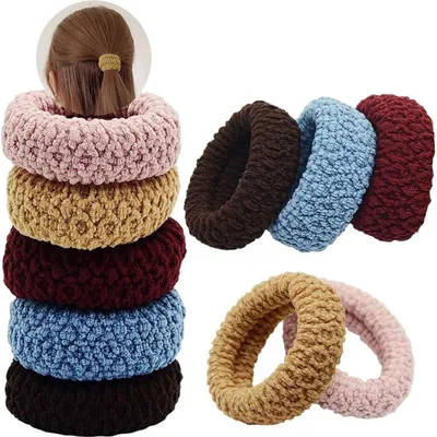 Produktbild von 10er Pack Elastische Dickes Baumwoll-Haargummis für Damen Mädchen, Nahtlose Haarbänder Keine Knicke, Rutschfeste Zopfgummis - Mischfarbe