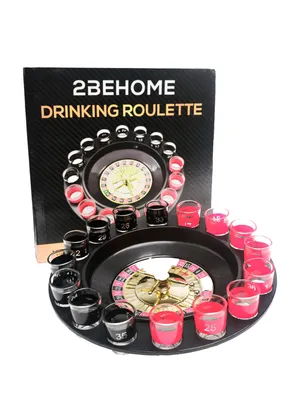 Produktbild von 2BEHOME Trinkspiel-Roulette mit 16 Shotgläsern – Partyspiel für Erwachsene – Roulette-Trinkspiel