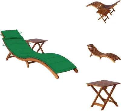 Produktbild von vidaXL Sonnenliege mit Tisch und Auflage Massivholz Akazie -  Sonnenliegen