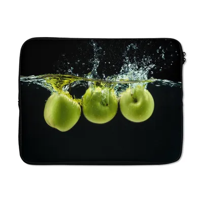 Produktbild von MuchoWow® Laptop Hülle 17 Zoll Laptoptasche Äpfel - Obst - Wasser - Schwarz - Grün - Zipper - Schutzabdeckung