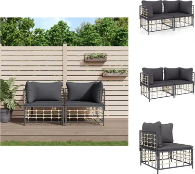 Immagine prodotto di vidaXL Divani angolari con cuscini 2 pz. Poli Rattan modulare - Divani da giardino