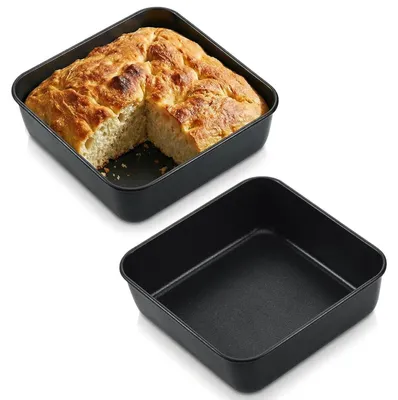 Productafbeelding van Roestvrijstalen ovenschaal, 2 stuks, 16x16x5 cm, vierkant, met antiaanbaklaag