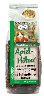 Produktbild von HUGRO NT Apfel-Knabberhölzer | Einzelfuttermittel für Nager und Kaninchen | 100 % Apfelhölzer | schonend getrocknet