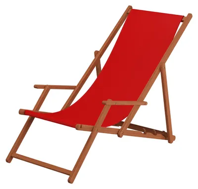 Produktbild von Sonnenliege Deckchair rot Liegestuhl klappbare Gartenliege Holz Strandstuhl Gartenmöbel 10-308KD