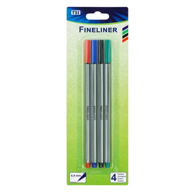 Produktbild von TSI Fineliner, 4er (rot,blau,schw,grün) Blisterkarte