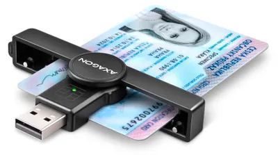 Produktbild von Axagon CRE-SMPA USB-A Smart / ID Card PocketReader Kartenleser, USB 2.0, Schwarz, 13 g