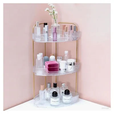 Produktbild von Make-Up Organizer, Schminktisch Organizer, 3-stufiger Eck-Organizer für Bad/Kosmetik, Transparent
