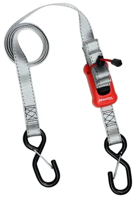 Produktbild von Master Lock 3313EURDAT Spanngurt Automatik mit S-Haken und Ratsche, Grau, 2,5 m x 25 mm Gurt