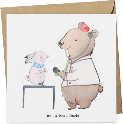 Produktbild von Mr. & Mrs. Panda Klappkarte Tierheilpraktikerin Herz - Weiß - Geschenk, doppelkarte, anlasskarte, Grußkarte, Glückwunschkarte, faltkarte
