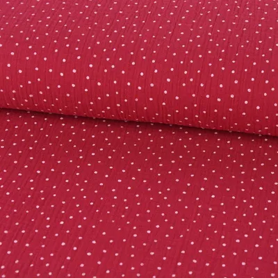 Produktbild von Musselinstoff Meterware Baumwolle Punkte pink weiß 1,30m