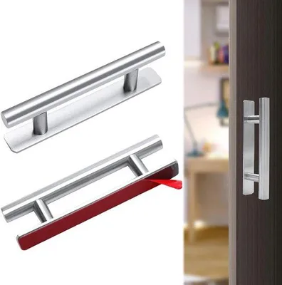Image de Poignée autocollante pour porte coulissante en acier inoxydable, argentée, lot de 2