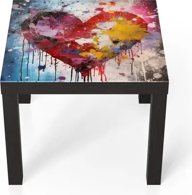 Produktbild von DEQORI Couchtisch 55x55 cm Schwarz 'Lebendiges Liebesleuchten' Glas Beistelltisch Glastisch modern