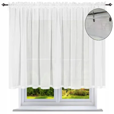 Produktbild von NOW-ART Scheibengardine Voile Weiß 300x170 cm – 1 Stück - Kurzgardine mit Saumband Transparent Glatt Universalband Für Küche & Fenster & Wohnzimmer