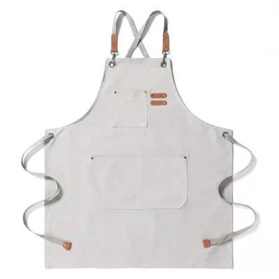 Produktbild von Kochschürze Wasserdicht Segeltuch für Männer&Frauen, Arbeitsschürzen für Schürze mit 3 Taschen Verstellbarem Riemen für  Küche Kochen Backe (beige)