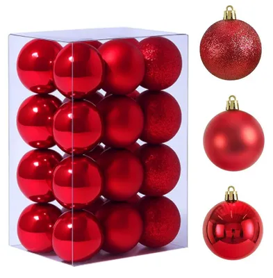 Weihnachtskugeln Mini, 24 Stück, bruchsicher, rot, 3 cm