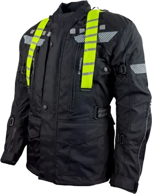 Produktbild von Roleff RO773 Motorradjacke – Schwarz mit abnehmbarer Neon-Weste, wasserdicht, atmungsaktiv & mit Protektoren Roleff Größe: L,