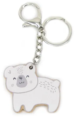 Image de Viga Polarb Porte-clés en bois Ours en peluche blanc