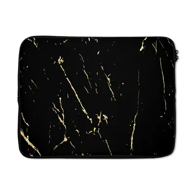 Produktbild von MuchoWow® Laptop Hülle 15 Zoll Marmor - Schwarz - Gold - Luxus Laptoptasche - Laptoptasche - Sleeve - Rundum-Schutz