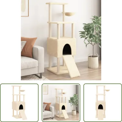 Obrázok produktu pre The Living Store Strom pre mačky so sisalovými škrabadlami Cream 153 cm
