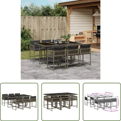 Produktbild von The Living Store 7-tlg. Garten-Essgruppe mit Kissen Grau Poly Rattan