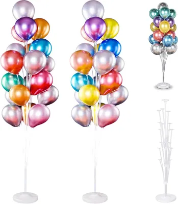 Productafbeelding van Ballonstandaard - Feestballonnen - Set van 2 - 160 cm Herbruikbare Desktopballonstaafjes - Ballonnenstandaard voor Verjaardag - Feestdecoraties